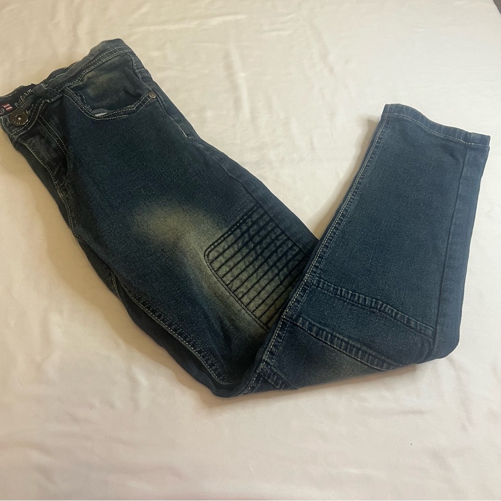 Phat Farm boys Jeans Size 10 Dark Wash Moto Knee Skinny Denim